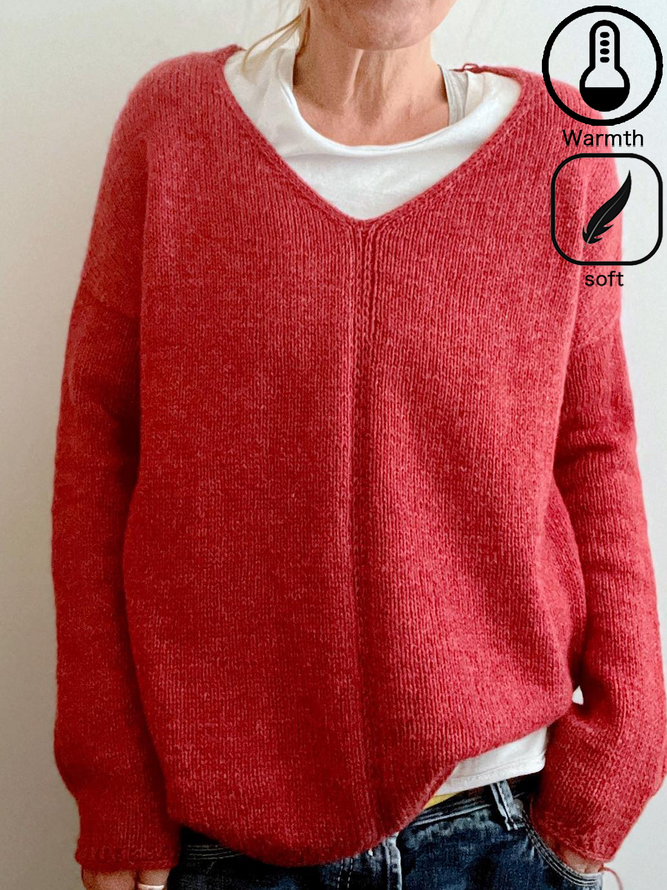 Plain V Neck Casual Sweater