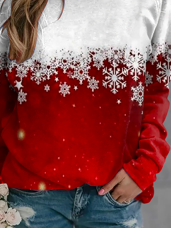 Christmas Casual Loose Holiday Crew Neck Daily H-Line Long Sleeve Sweatshirt
