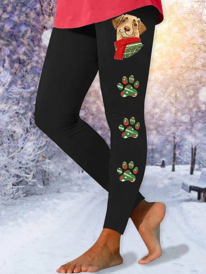Christmas Fleece Casual Tight Leggings