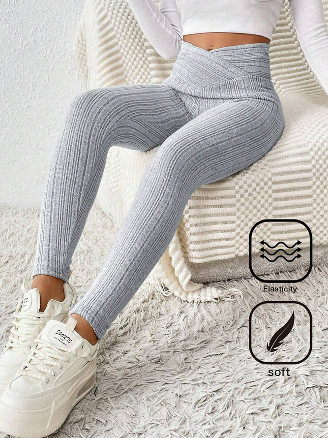 Plus Size Casual Plain Tight Leggings
