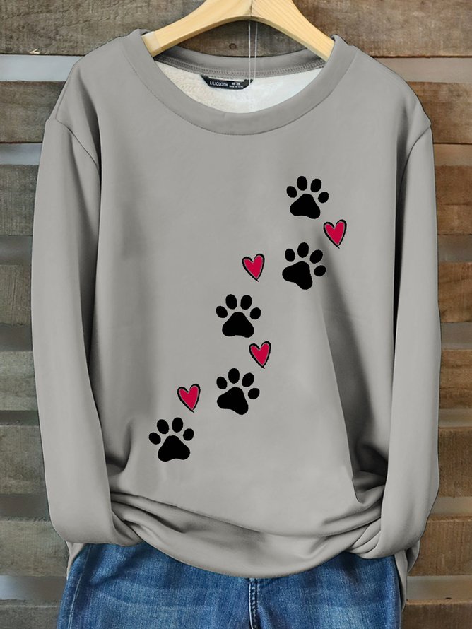 Funny Dog Crew Neck Casual Fleece Sweatshirt