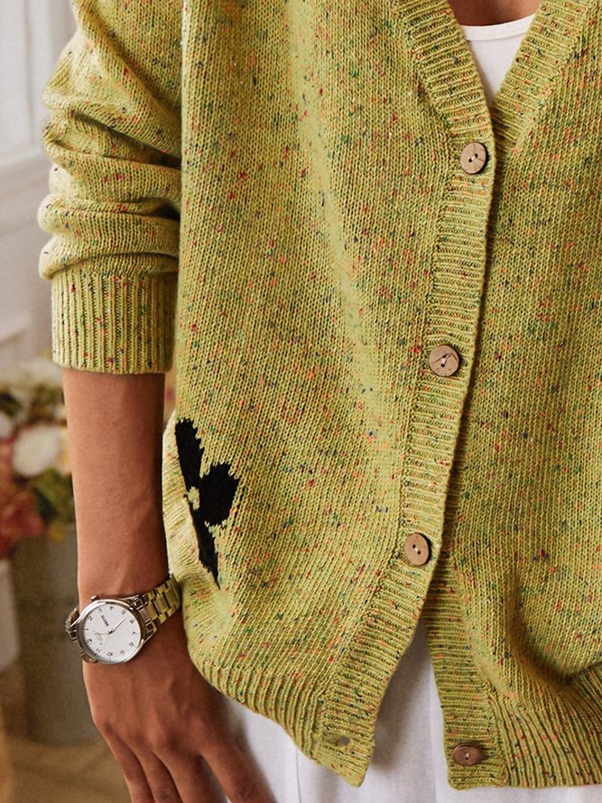 Green Long Sleeve Cotton Sweater coat