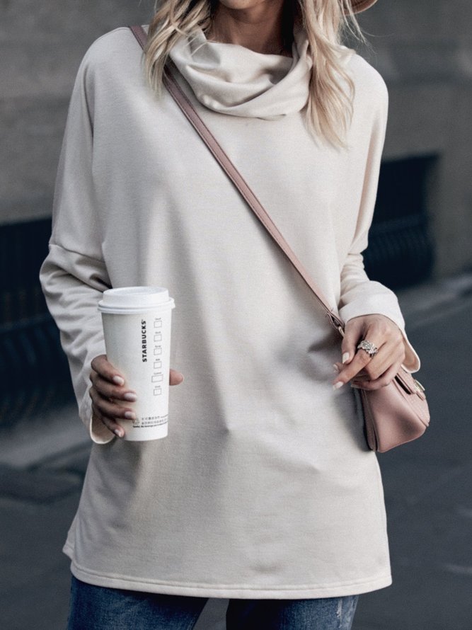 Shift Long Sleeve Solid Cotton-Blend Shirts & Tops