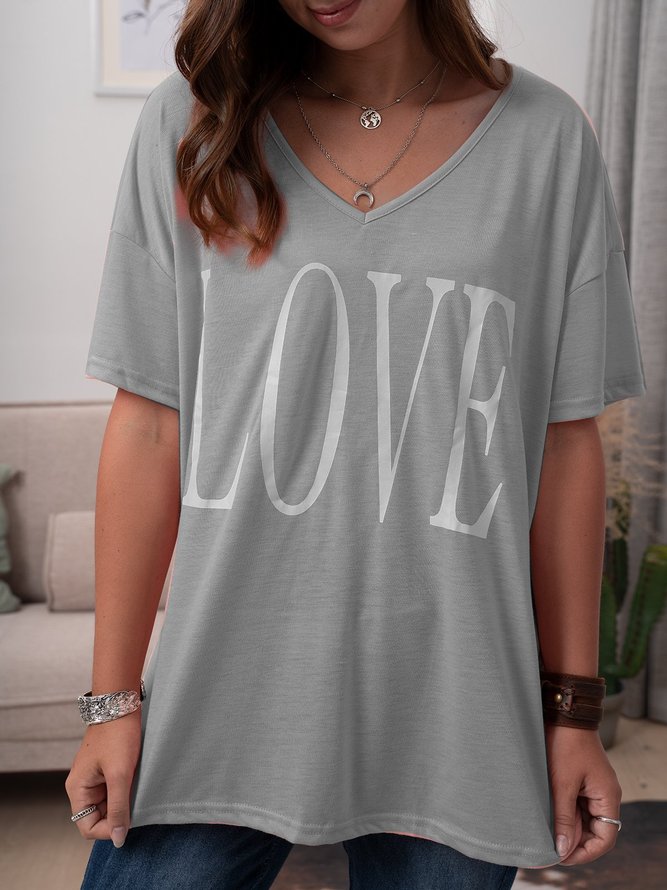 Casual Letter Printed Short Sleeve T-shirt