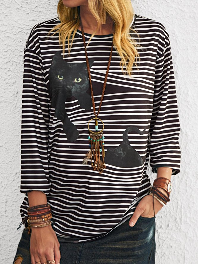 Stripes Casual Long Sleeve Top