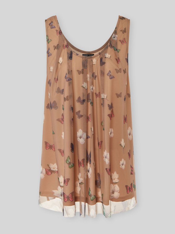 Plus size Sleeveless Floral Tops
