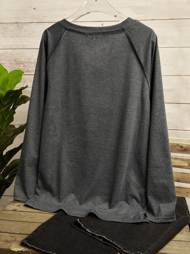 Long Sleeve V Neck Printed Top T-shirt