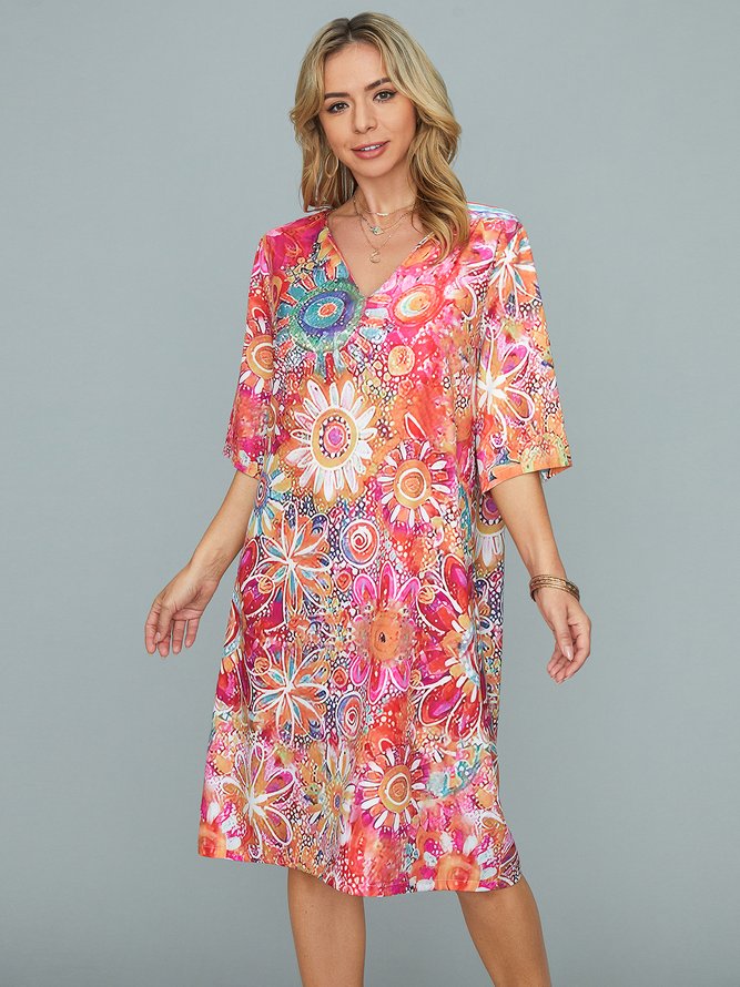 Women's Cotton Floral Print Dress zolucky