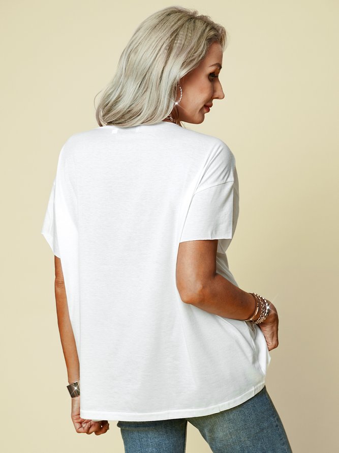 Floral Short Sleeve Shift Crew Neck T-shirt