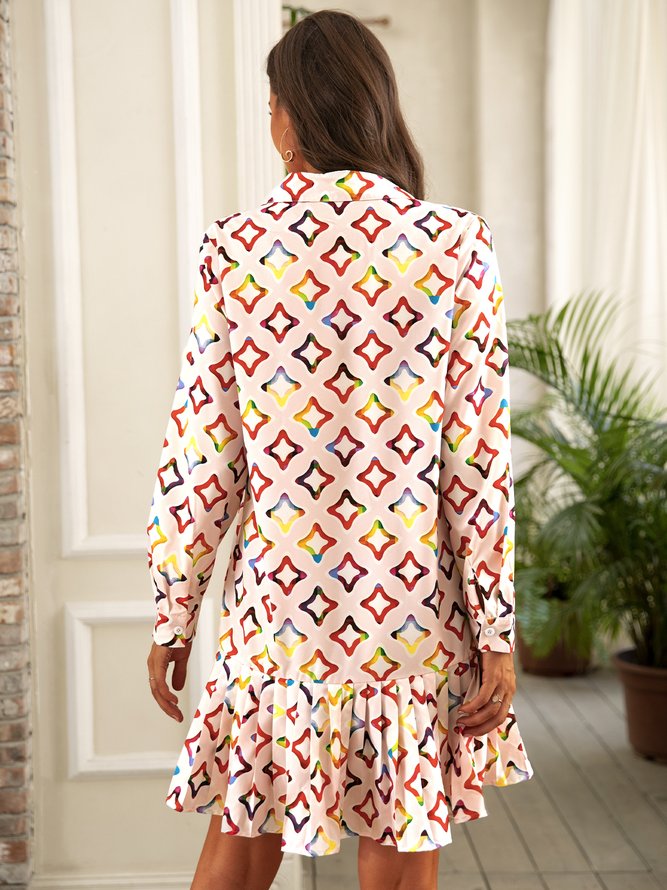 Cotton-Blend Long Sleeve Weaving Dress