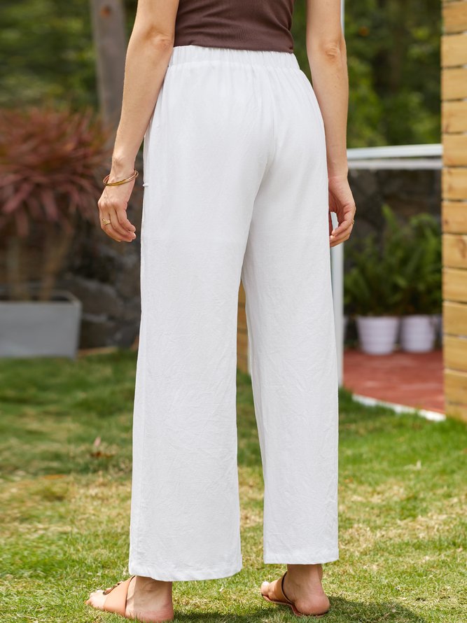 Women Casual Linen Solid Pants