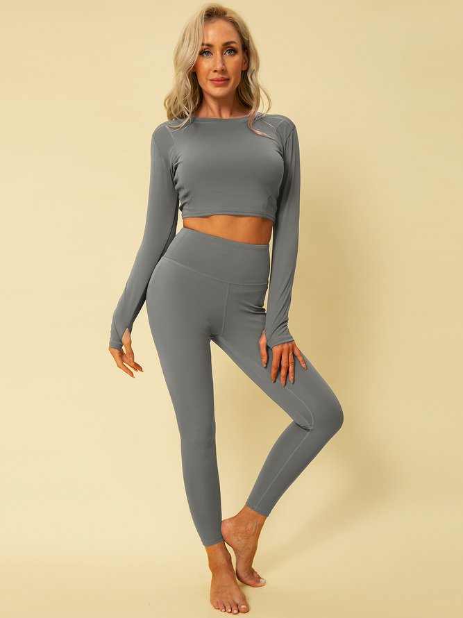 Crew Neck Casual Two Piece Sets