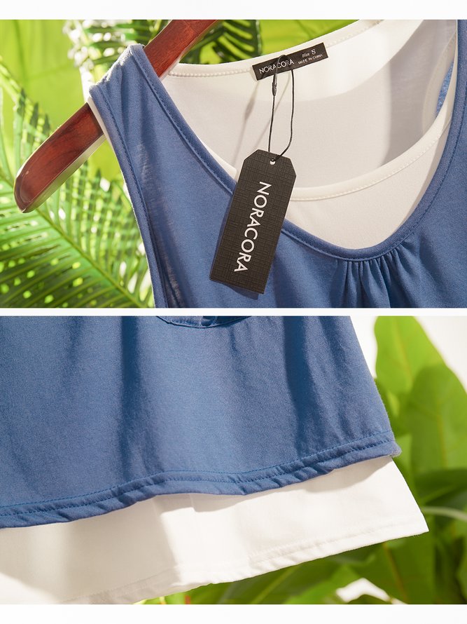 Women Casual Summer Pockets Sleeveless A-Line Mini Dresses(Contains lining)
