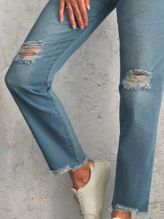 Denim Ripped Casual Jeans Jeans