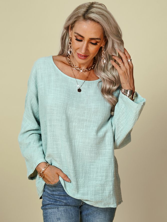 Plus size Solid Casual Tops