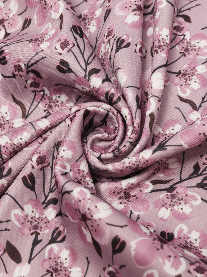 Cotton-Blend Floral-Print Spaghetti Knitting Dress