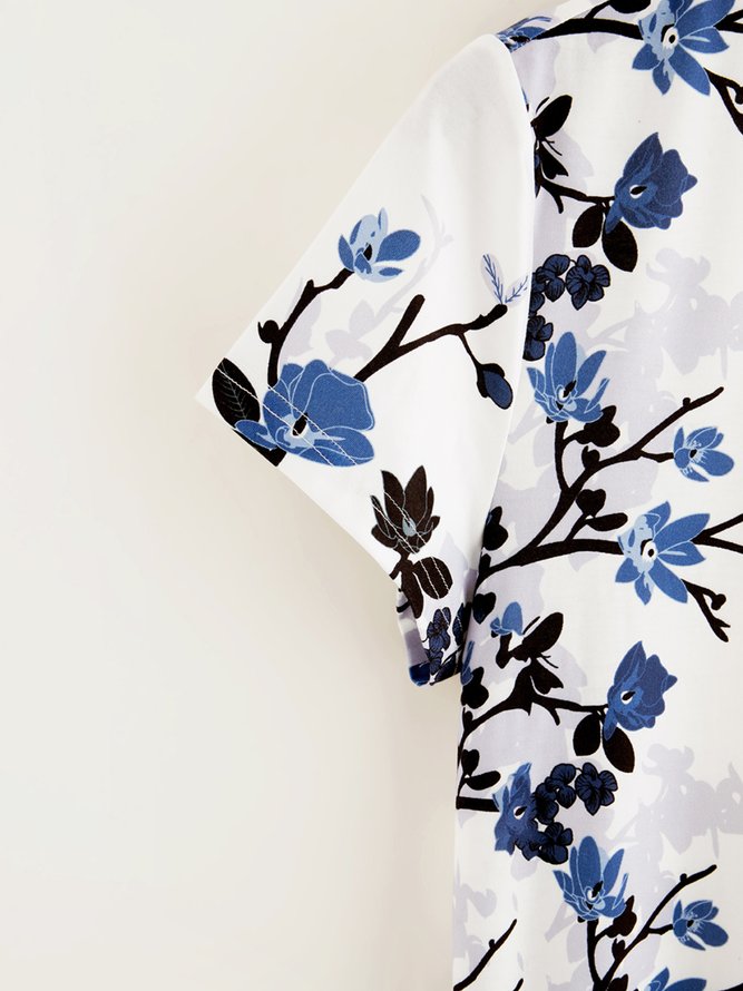 Casual Short Sleeve Round Neck Printed T-shirt