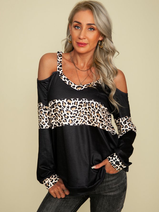 Leopard V Neck Loosen Tops