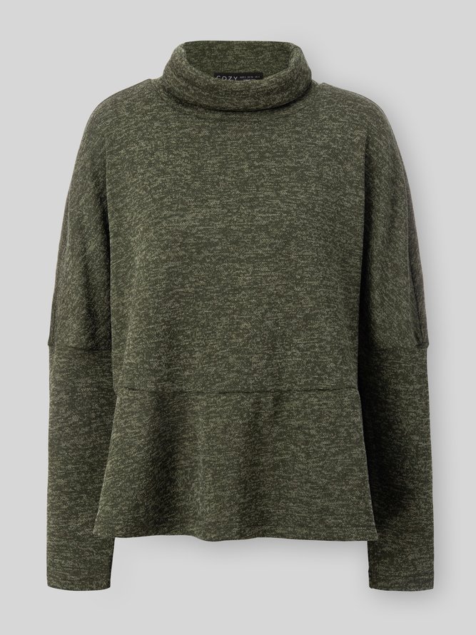 Loosen High Neck Solid Sweater