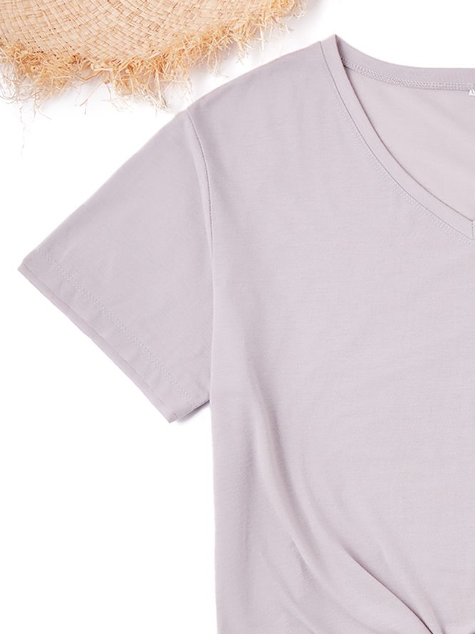 Cotton Holiday Short Sleeve V Neck T-shirt