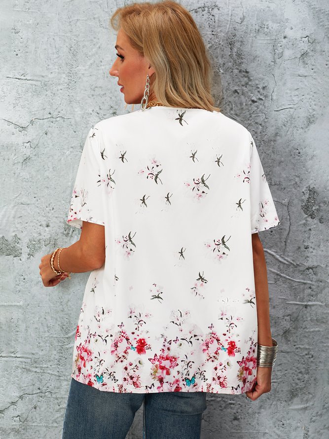 V Neck Casual Printed Top