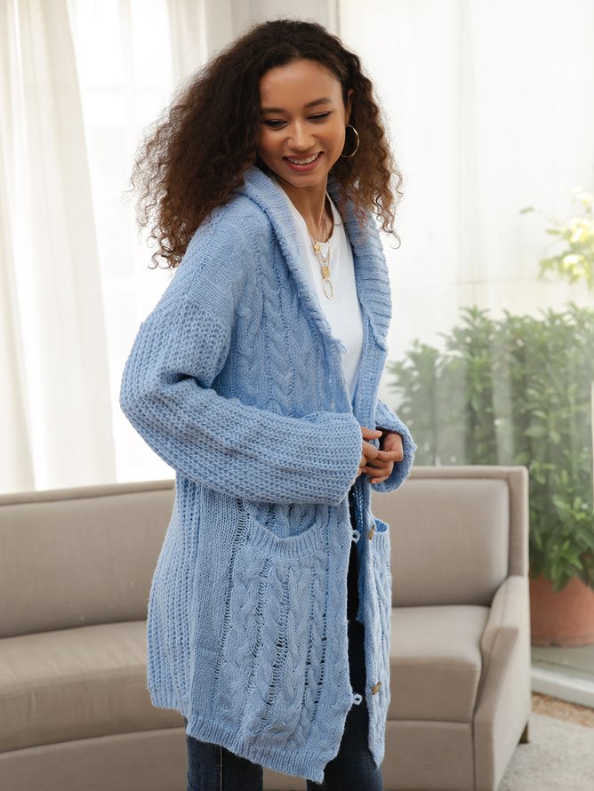Cotton-Blend Long Sleeve Winter Cardigans Sweater for Women