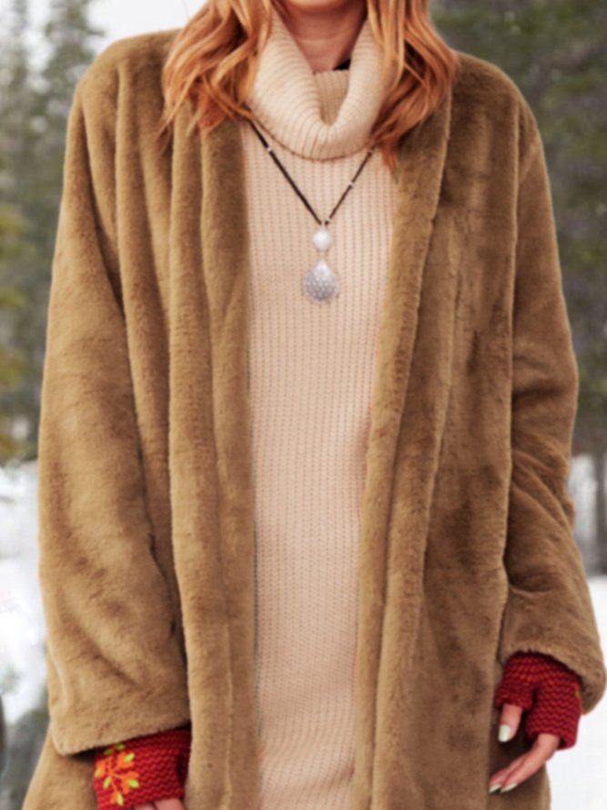 Womens Thick Faux Fur Parka Plus Size Peacoat Winter Coats Jackets
