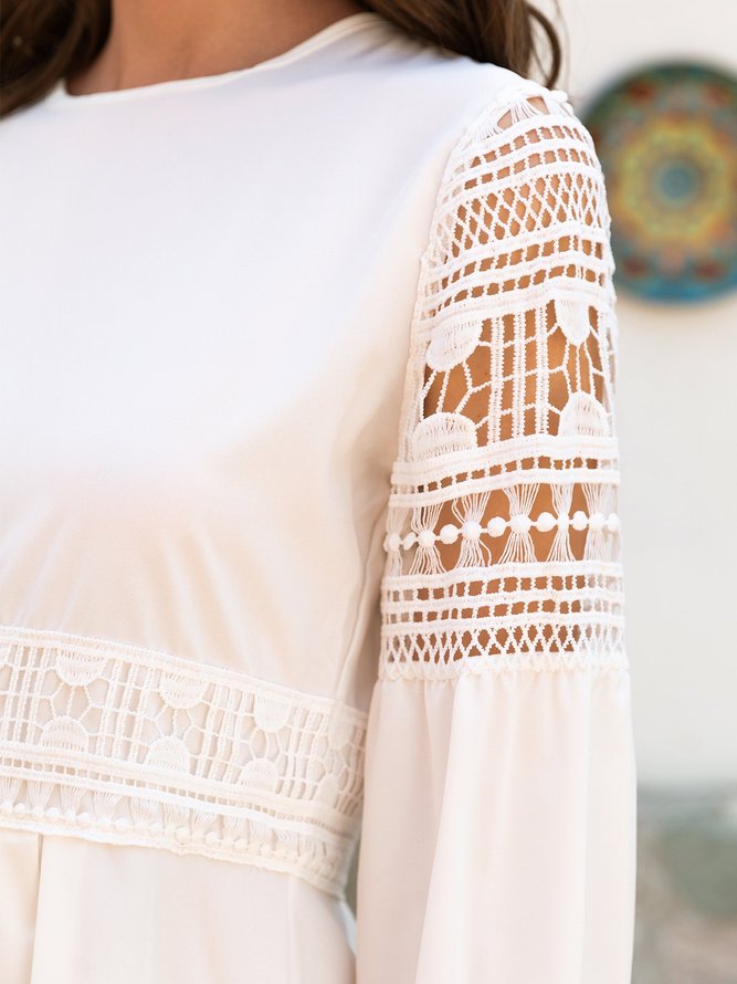 Long Sleeve Crew Neck Weaving Dress