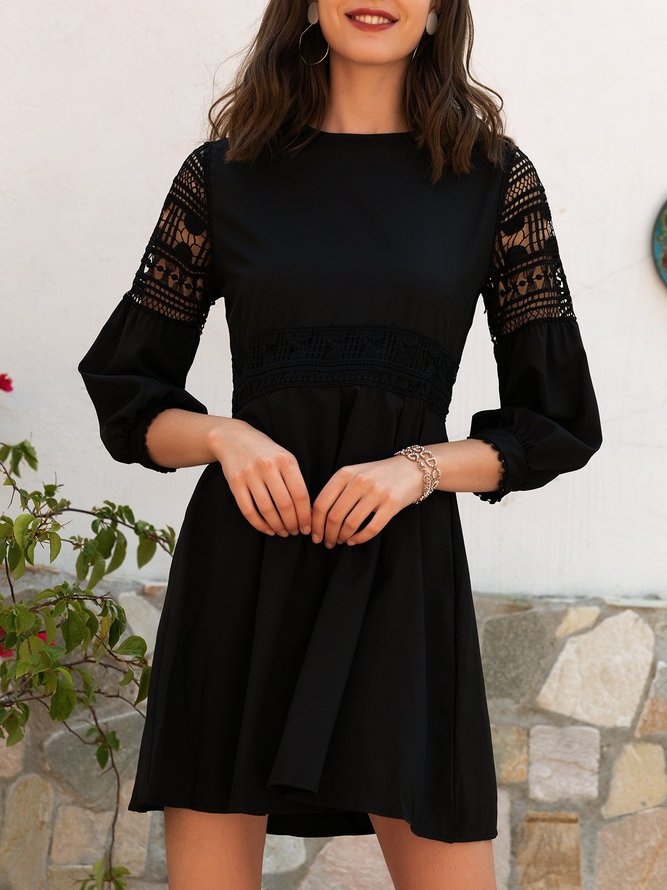 Long Sleeve Crew Neck Weaving Dress