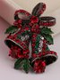 Vintage Alloy Rhinestone Tinkle Bell Christmas Bow Decoration Brooch Xmas Jewelry
