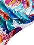 Vacation Floral Printing Crew Neck Tankinis Two-Piece Set