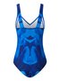 Casual Abstract Printing V neck One-Piece Swimsuit