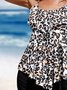 Vacation Leopard Printing Scoop Neck Tankinis Two-Piece Set