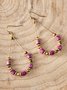 Boho Vintage Wooden Beaded Earrings Ethnic Holiday Jewelry
