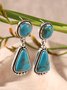 Ethnic Turquoise Geometric Drop Earrings Vintage Jewelry