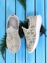 Floral Embroidery Mesh Slip On Casual Walking Shoes
