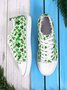 St. Patrick's Day Women's Casual Shamrock Printing Lace-Up Canvas Shoes