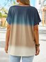 Plus Size Ombre Tie-Dye Short Sleeve Casual Top