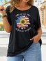 Plus Size Printed Crew Neck Short Sleeve Casual T-shirt