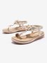 Appliques Decor Rhinestone Detail Toe Post Thong Sandals