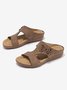 Khaki Retro Flowers Breathable Hollow Casual Sandals