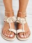 Appliques Decor Rhinestone Detail Toe Post Thong Sandals