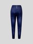 Women's Tights Pants Trousers Faux Denim Blue Black High Waist Fashion Casual Weekend Stretchy Full Length Tummy Control Plain Tight Leggings