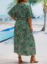 Plus Size Cross Neck Vacation Disty Floral Loose Dress