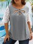 Plus Size Jersey Casual Crew Neck Plain T-Shirt