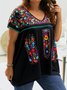 Plus Size Casual Ethnic T-Shirt