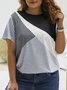 Plus Size Crew Neck Knitted Casual Geometric T-Shirt