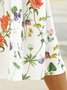 Disty Floral Daily Casual Jersey Loose Short Sleeve Crew Neck Vacation Midi Dress