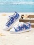 Cherry Blossoms Fringe Decor Lace-Up Canvas Shoes
