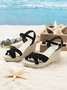 Bohemian Ruched Faux Suede Wedge Sandals